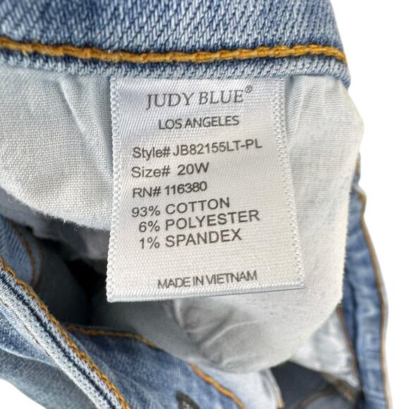 Judy Blue Light Wash High Rise Destroyed Distressed Ankle Fit Stretchy Jeans 20W - Picture 8 of 9